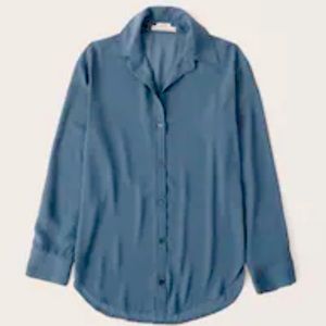Oversized Long-Sleeve Sheer Button-Up Shirt